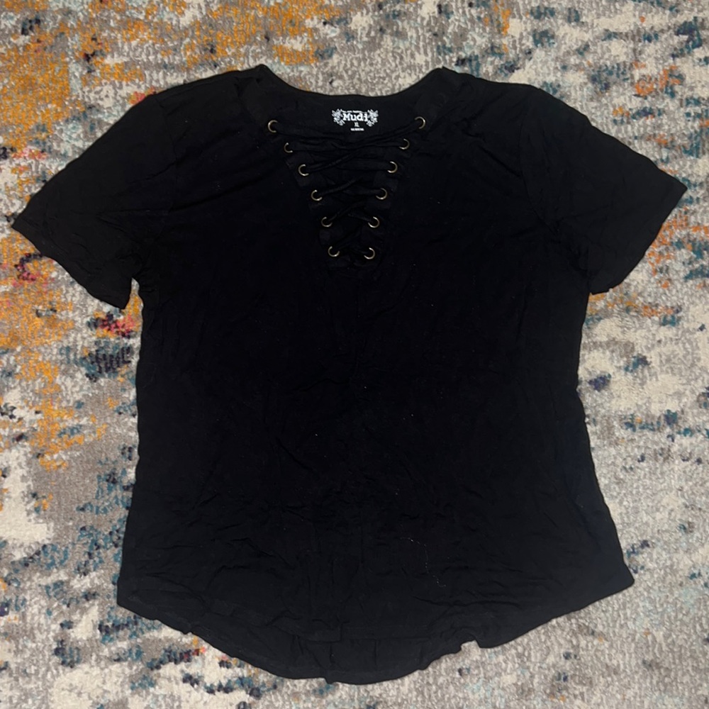 black shirt with lace up detail - size XL